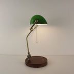 wooden battery operated banker table lamp