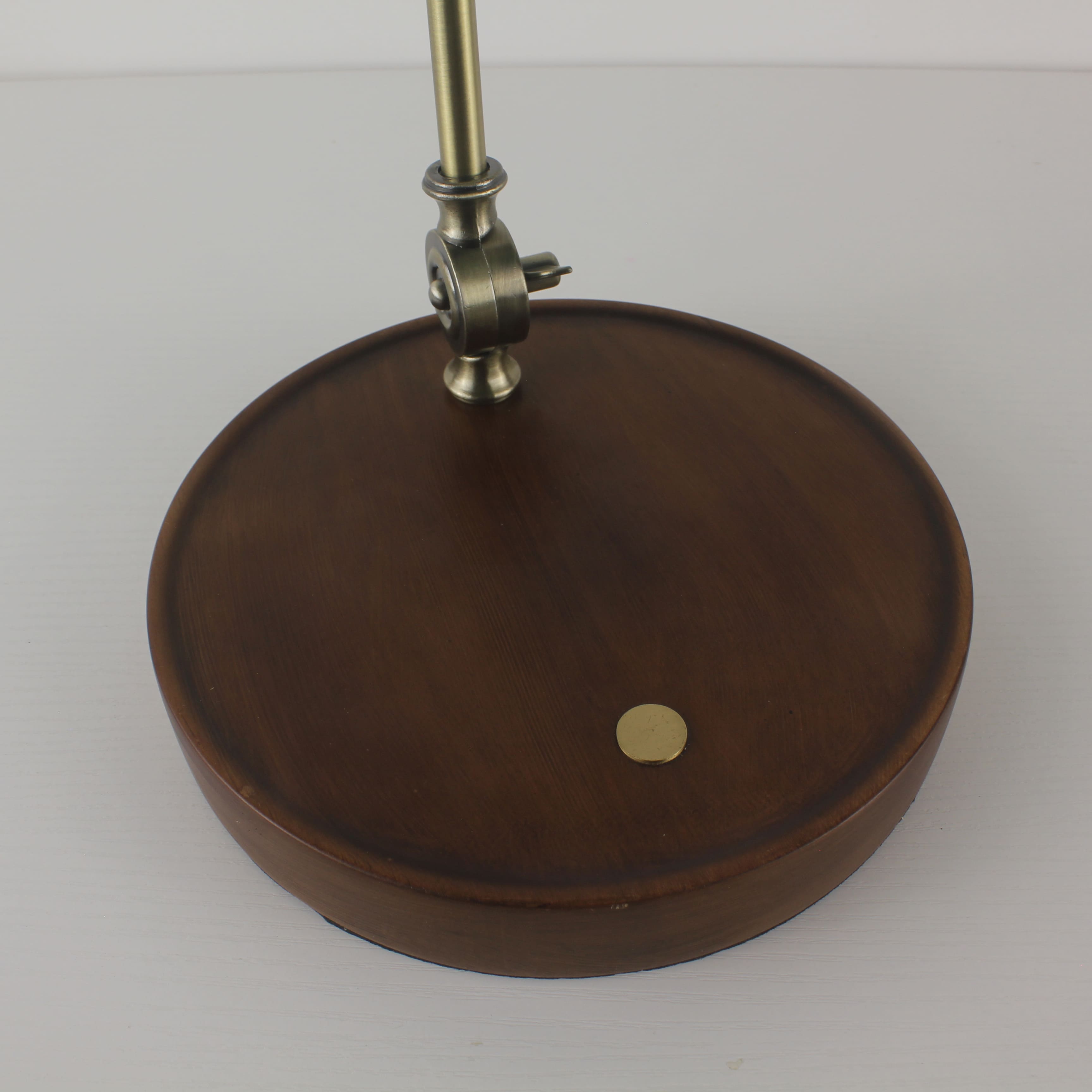 wooden battery operated green table lamp