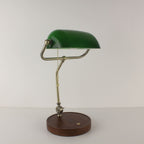 wooden battery powered banker table lamp