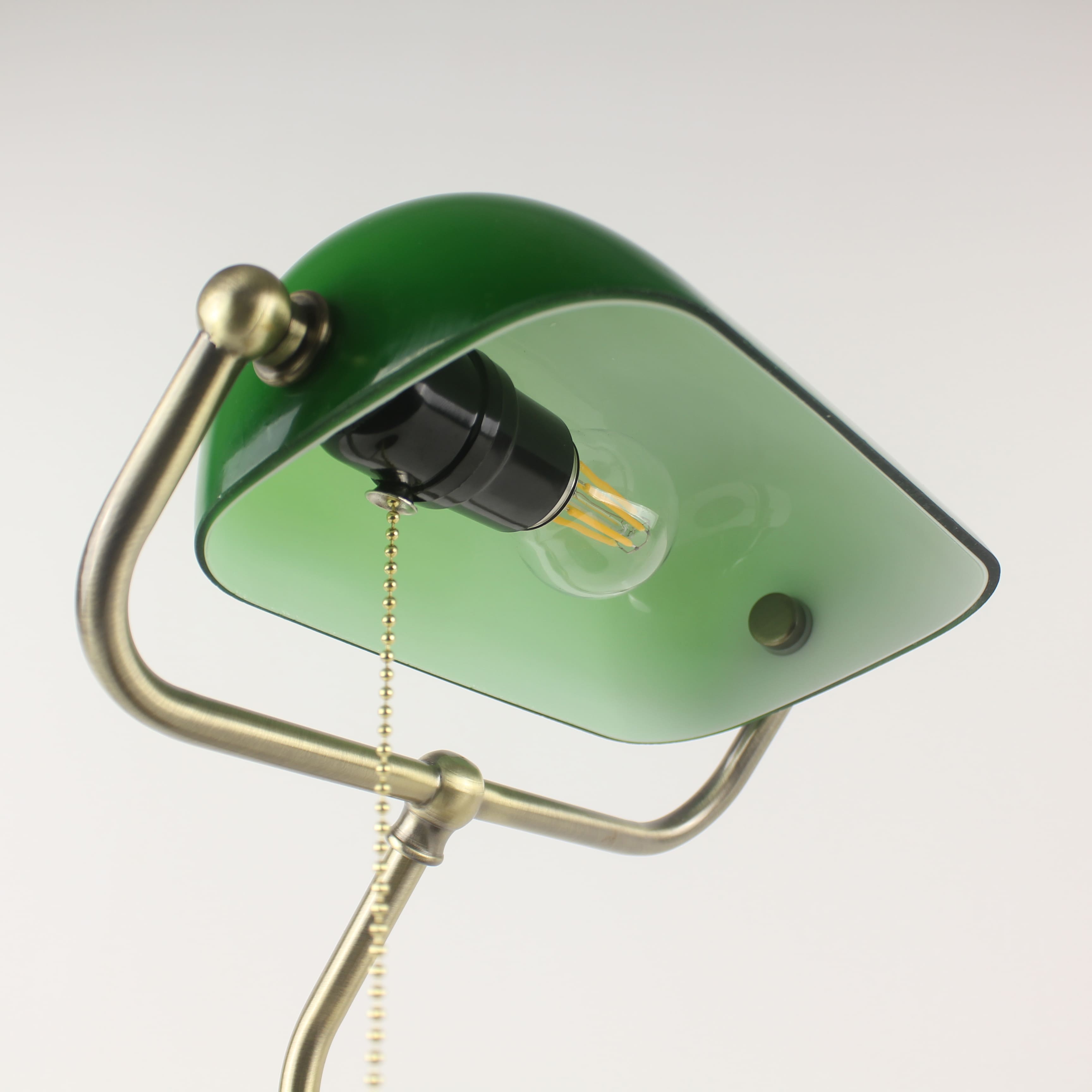 wooden battery powered green table lamp