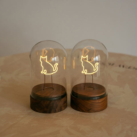 Wooden Cat Desk Light