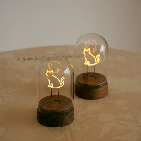 Wooden Cat Lamp