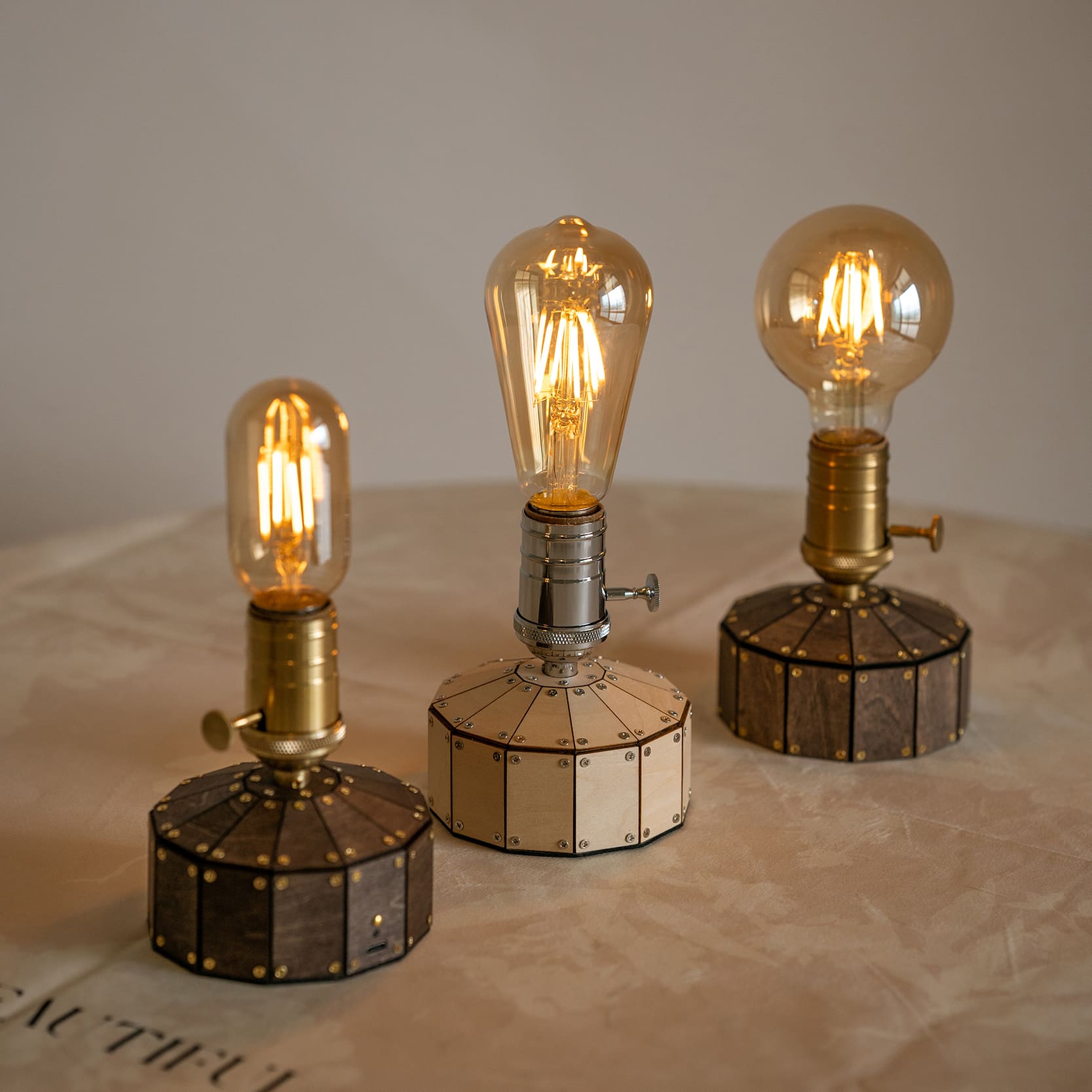 wooden cordless buffet table lamps