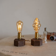 wooden handmade battery operated edison table lamp
