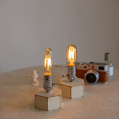 wooden handmade battery operated farmhouse lamp
