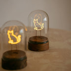 Wooden Light Up Cat Lamps