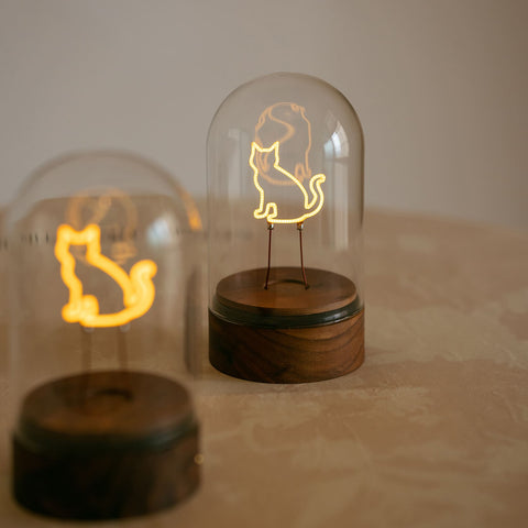 Wooden Light Up Cat Lamps