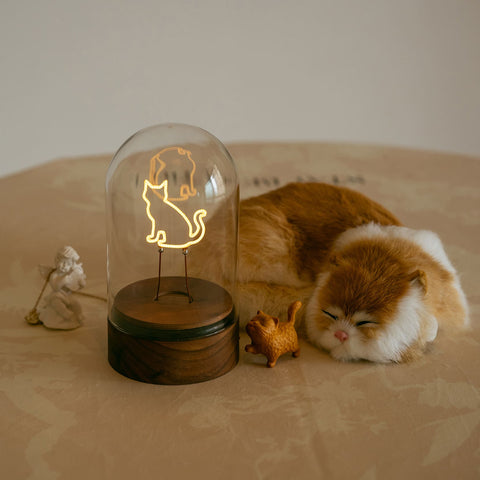 Wooden Recharge Cat Lamp