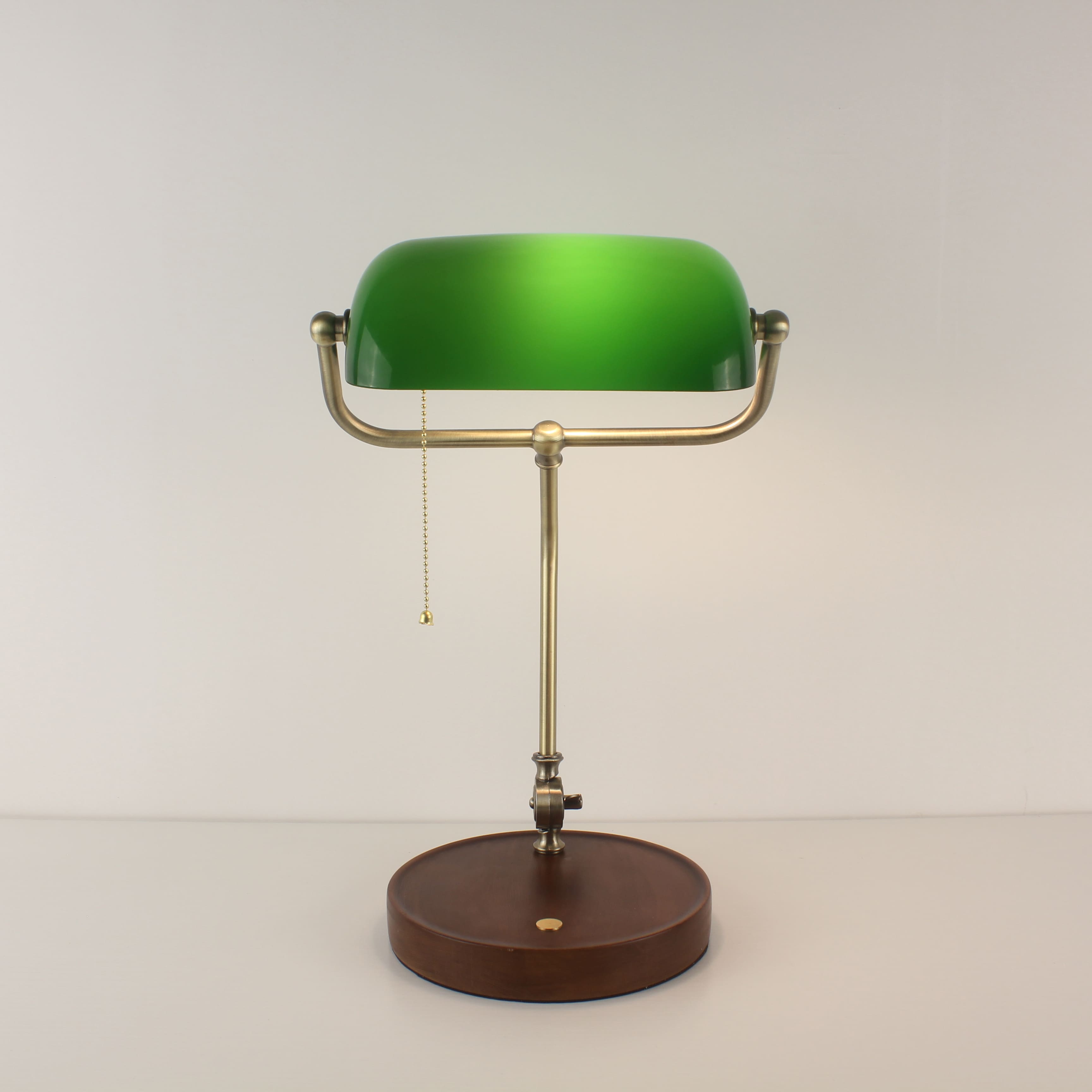 wooden rechargeable banker table lamp