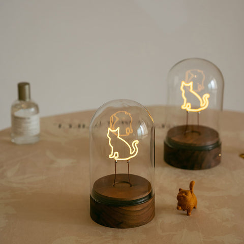 Wooden Rechargeable Cat Lamps