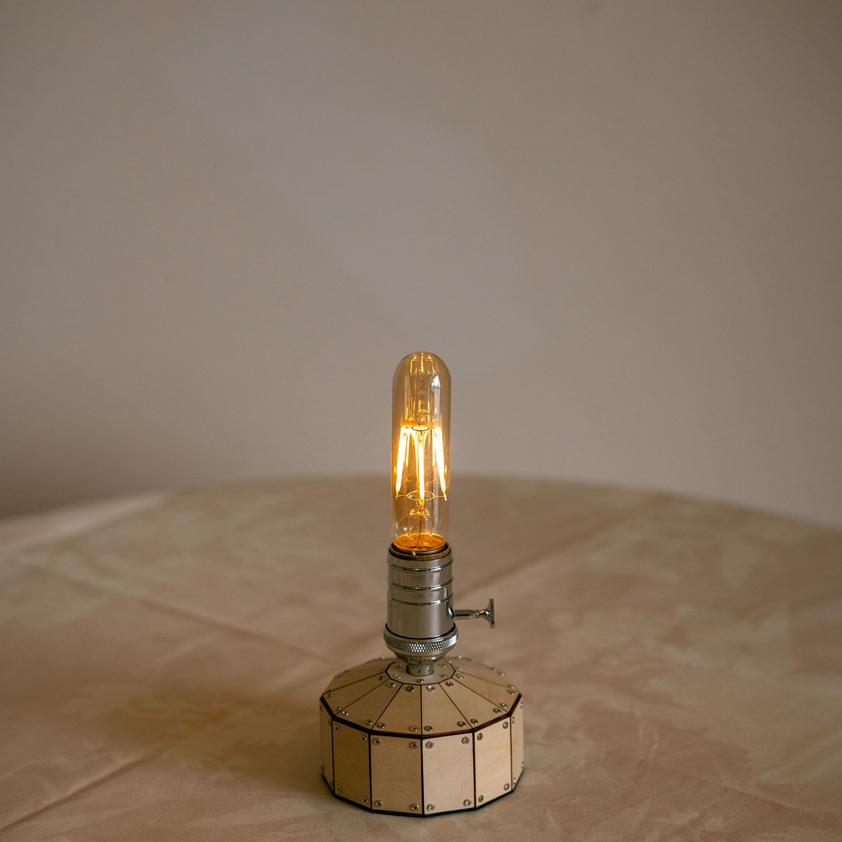 wooden table top battery operated lamp