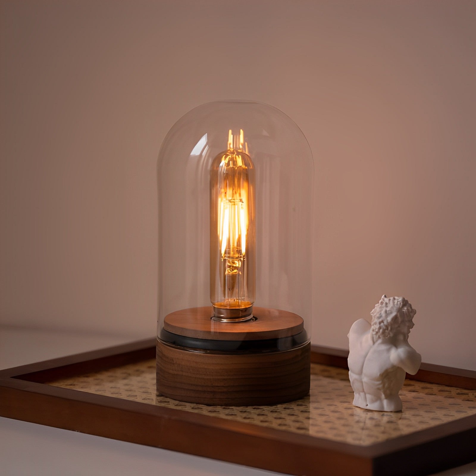 Wooden Battery Operated Desk Lamp with Edison Bulb